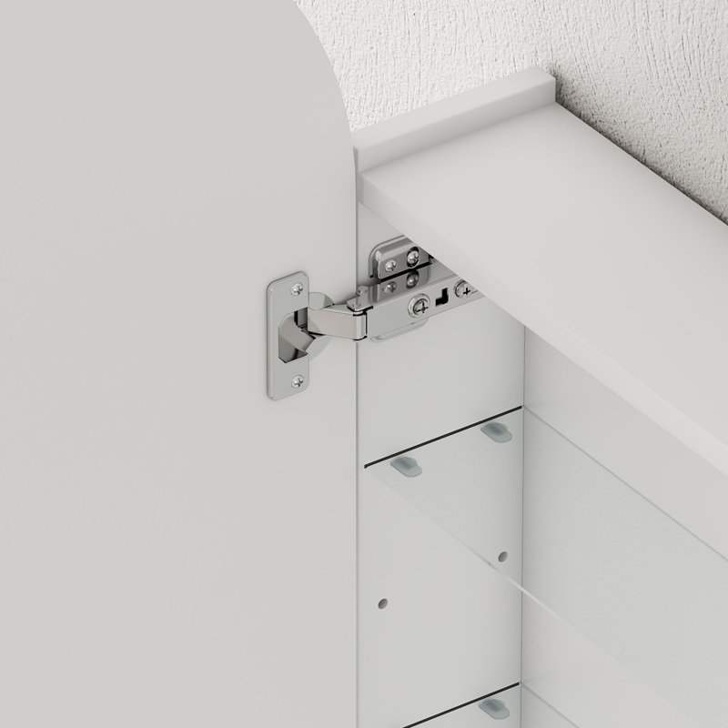 HOMCOM Bathroom Mirror Cabinet with Adjustable Glass Shelves, White