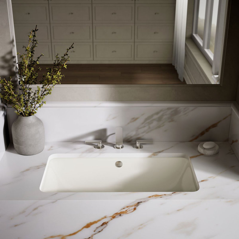 Iron Plains®Trough Rectangle Dual Mount Bathroom Sink with Overflow, Basalt