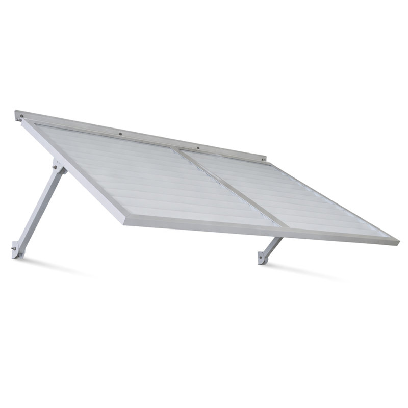 Auvent blanc en métal blanc 4,6, utilisation extérieure en aluminium léger, finition thermolaquée solide contemporaine, charnière continue clignotante intégrée, installation pour une installation efficace, acier inoxydable