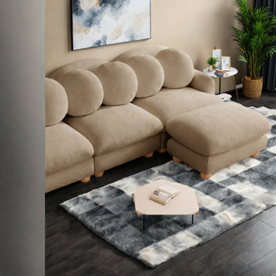 Canapés d'angle modulaires à compression, canapé moderne profond 3 places en chenille pour la maison