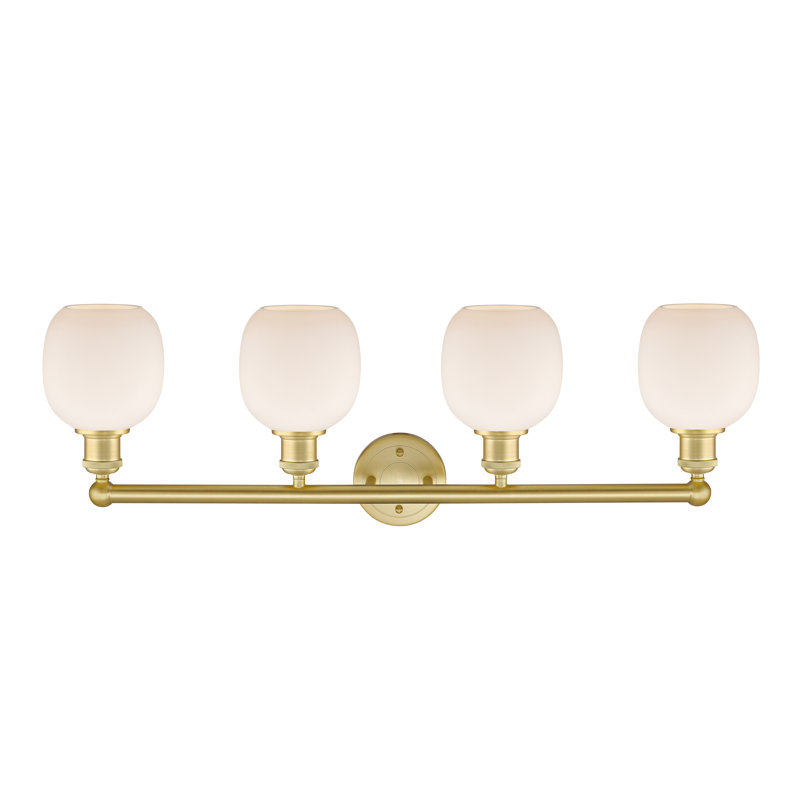 Éclairage pour meuble-lavabo 4 lumières Carlucci, Blanc mat, Or satiné