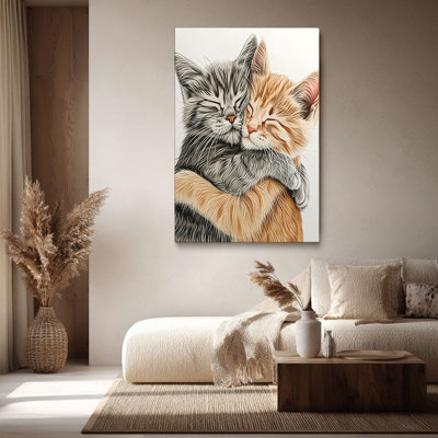 «Heartwarming» «Cuddling Tabby Kittens», art câlin de chaton, toile tendue, cadre pour studio confortable