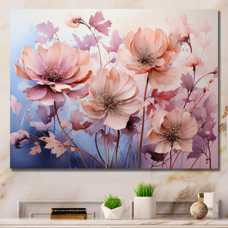 Impression sur toile «Purple Dreamy Florals III - Abstract Botanicals», L 32 po x H 24 po, Toile tendue