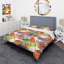 Ensemble de housse de couette en microfibre orange / mauve / vert-90479693