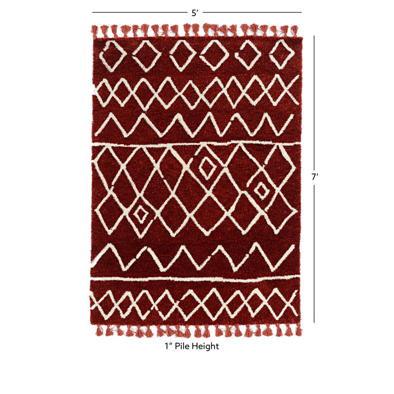 Tapis touffeté et rouille Brixton Southwestern, Rectangle 5 pi x 7 pi