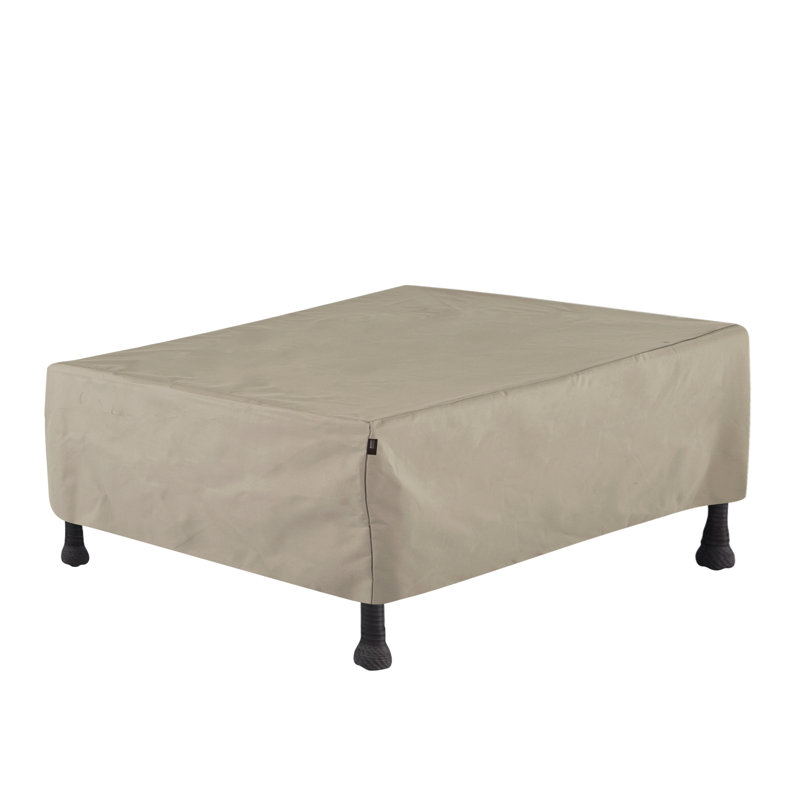 Heavy Duty Black Patio Ottoman Cover with Elastic Hem