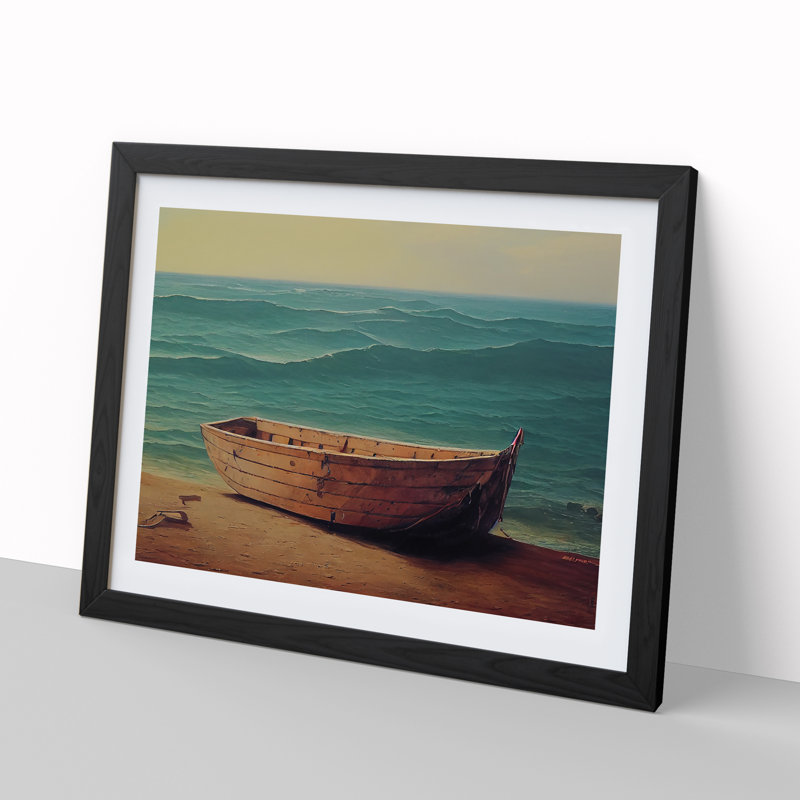 A Stranded Boat Vol.1 - Single Picture Frame Print, 46cm H x 64cm W, Black