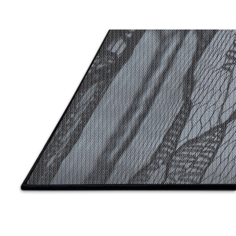 Fabriqué à la machine à partir de laine et de polyester gris Tapis décoratif, Rectangle 5 pi x 7 pi