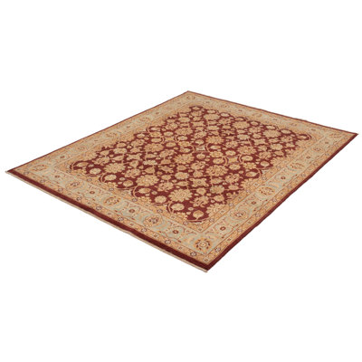 Tapis en laine rouge/beige 8 pi x 10 pi 4 po noué la 2010 oushak one-of-kind Capela