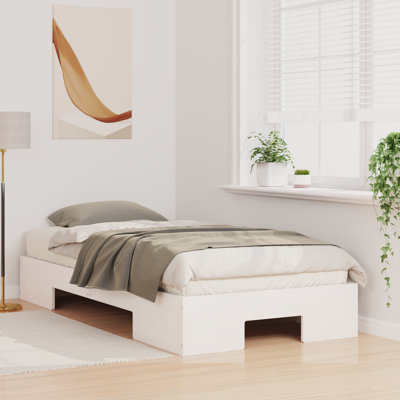 Floor Bed Frame With Storage Solid Pine Wood