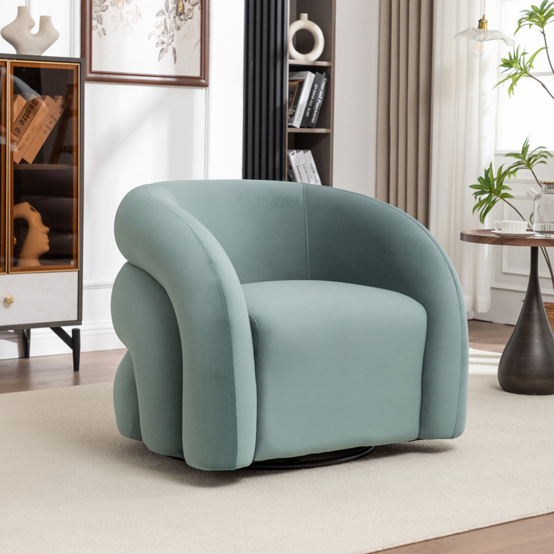 Fauteuil demi-tonneau rembourré et pivotant, Bleu