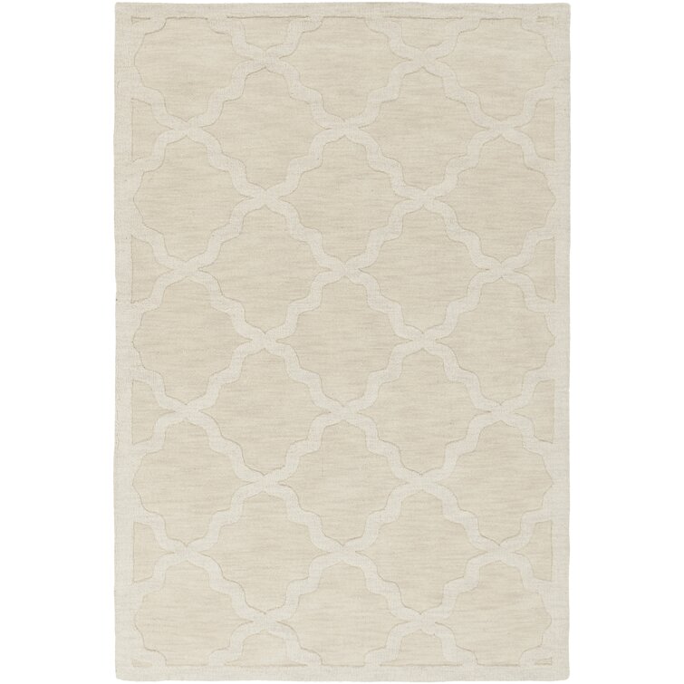 Romina Geometric Handmade Wool Beige Area Rug 5’x7’6”