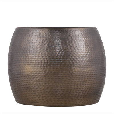 Modern Contemporary Aluminum material 21" Height End Table, Side Table with Glossy Hand Hammered Design