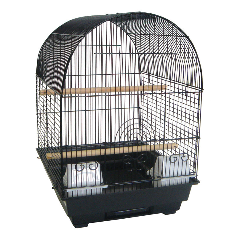 Cage à oiseau avec dessus rond, Noir
