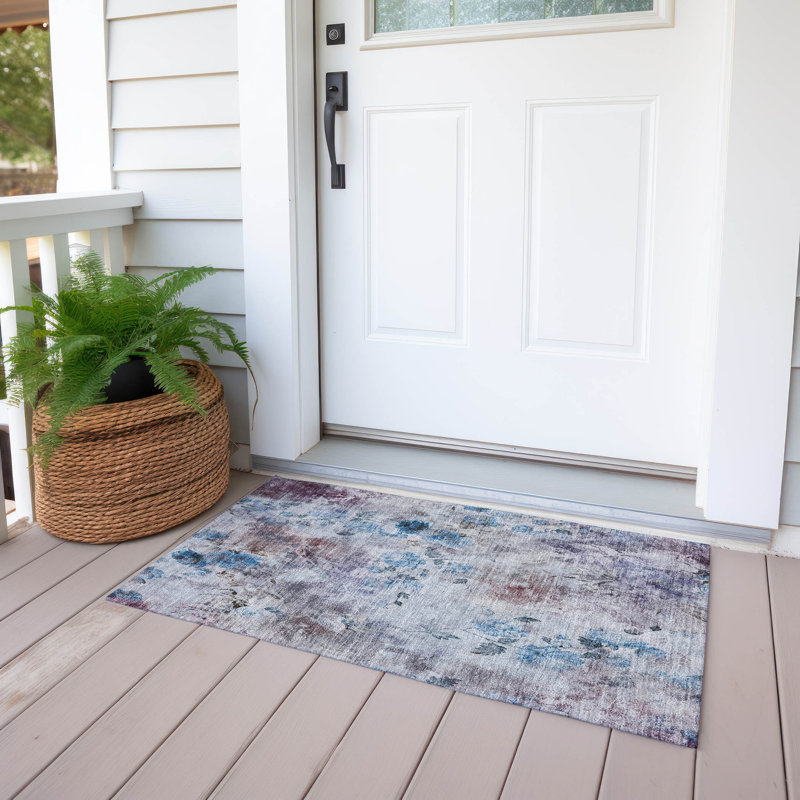 Karsyn Washable Floral Indoor / Outdoor Rug, Rectangle 1'8" x 2'6"