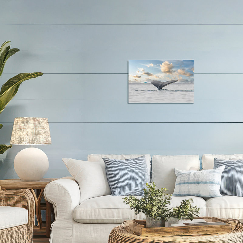 Toile antarctique avec queue de baleine, conception de Richard Silver, H 16 po x l 24 po