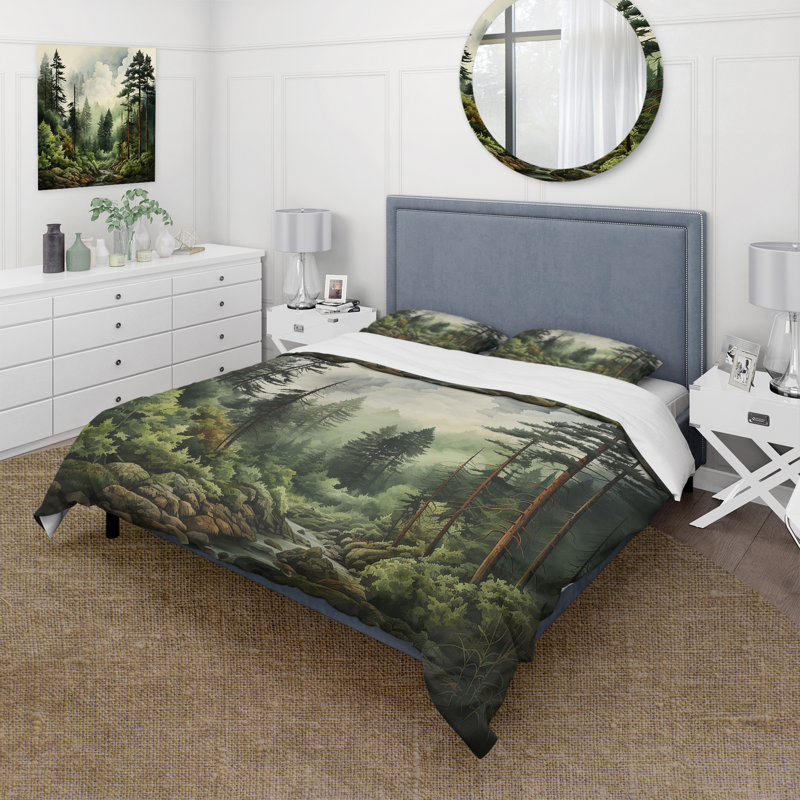 Ensemble de housse de couette Pine Tree Forest Bedding, Housse de couette pour très grand lit et 2 très