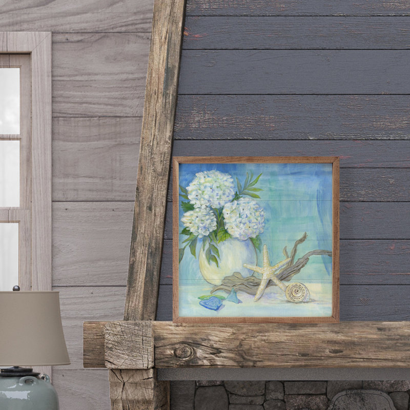 Hortensias au bord de la mer par Emily Wood, H 4 po x l 4 po