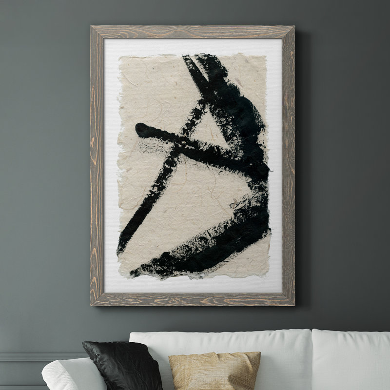 «Lines Crossed I», peinture sur toile encadrée, Encadré gris, H 31,5 po x l 23,5 po x P 1,5 po