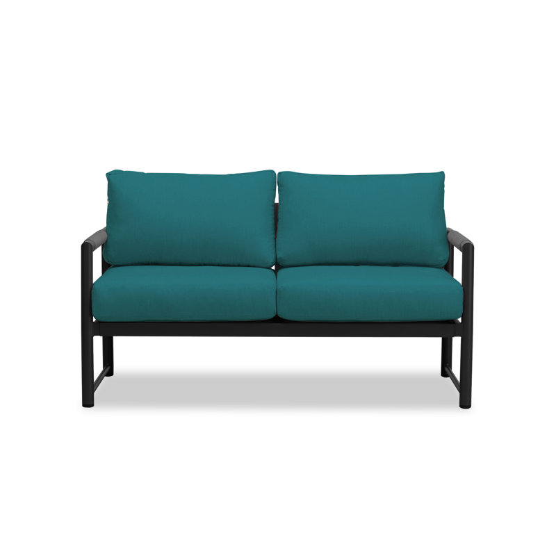 Alto Outdoor 2 - Seat Loveseat, Slate Gray, Spectrum Peacock Sunbrella® Plainweave