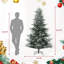Arbre de Noël artificiel pré-éclairé avec lumières blanc chaud incandescentes, embouts de branches d'arbre de Noël entièrement éclairés enneigé, lumières homologuées UL et support pliable, vert et blanc-437417564