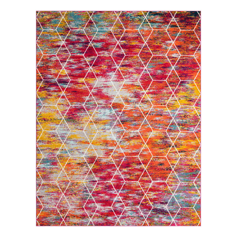 Tapis géométrique fuchsia, Rectangle 10 pi x 13 pi 1 po
