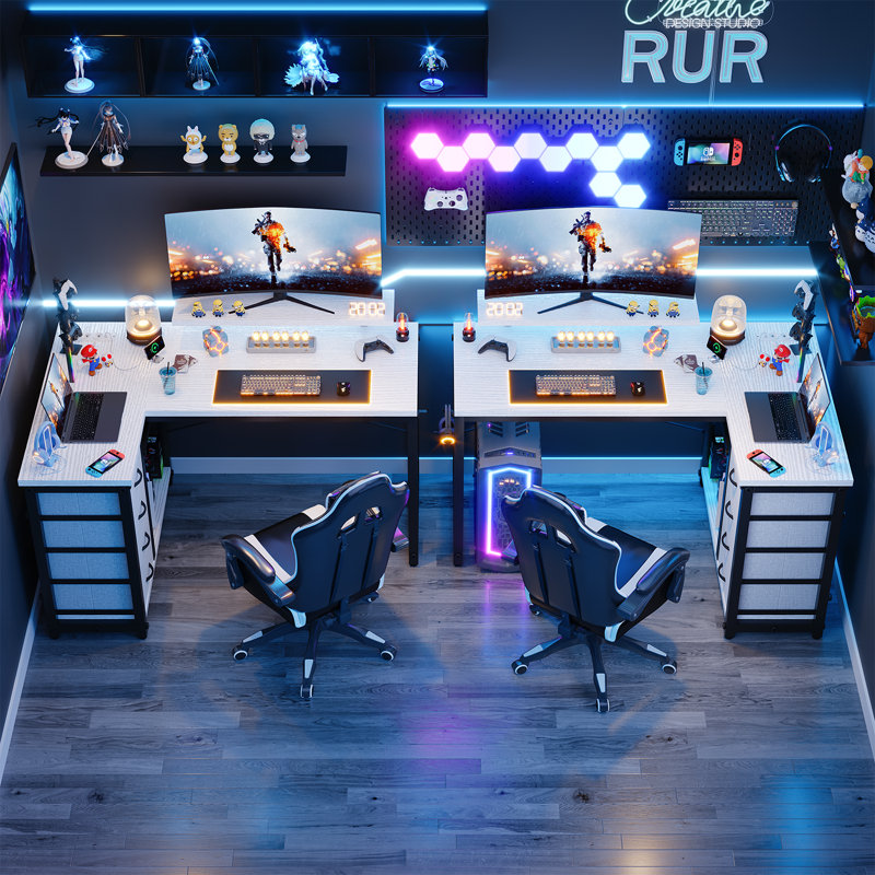 Modular L-Shaped Steel Computer Desk