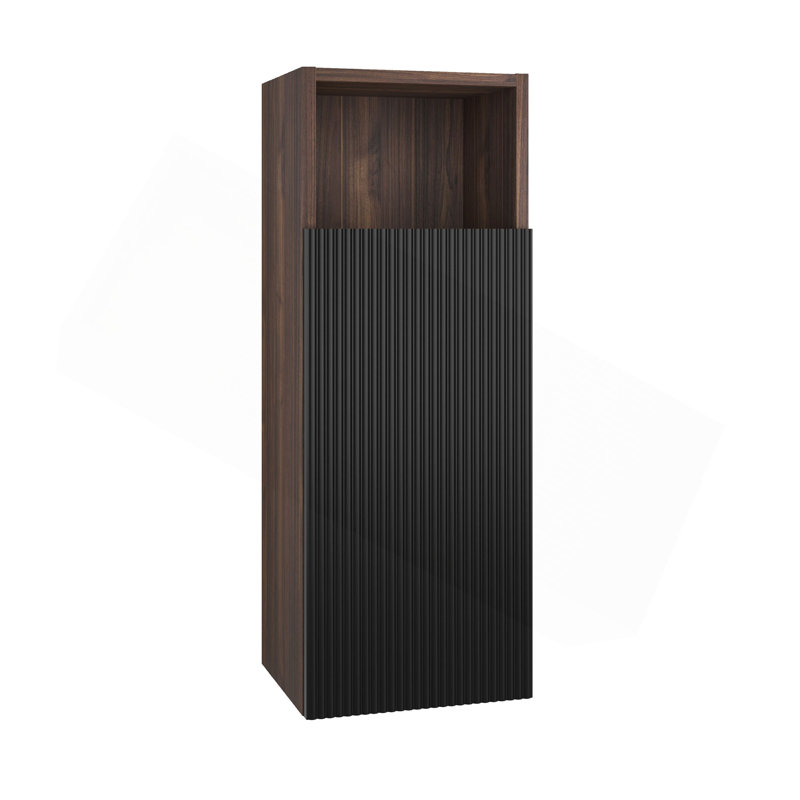 Bathroom Floating Side Cabinet, Wall-Mounted Storage Cabinet For Small Space, KD, Black/Dark Walnut