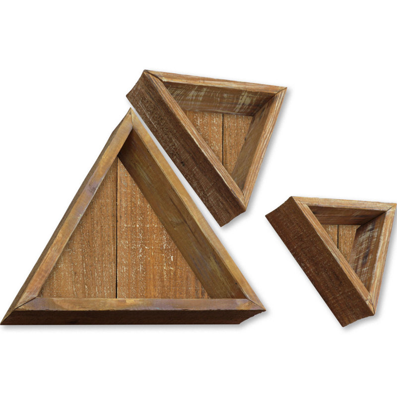 Triangle Accent Shelf with Adjustable Shelves, Weathered Brown
