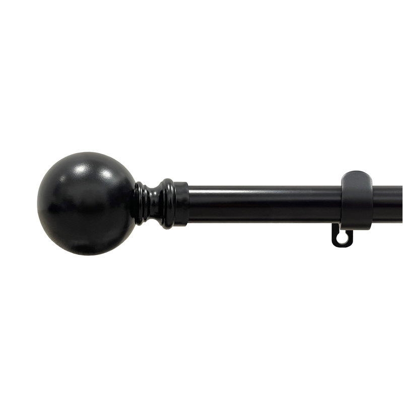Tringle à rideaux simple réglable Rotella, Noir, 66" - 120"