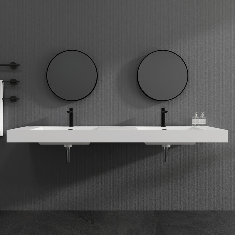Lavabo de salle de bain mural double 71 po SMC