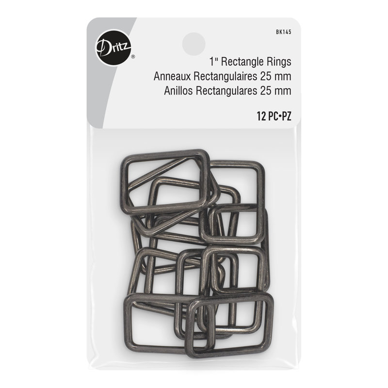 Dritz 1" Rectangle Rings, 12 pc, Black