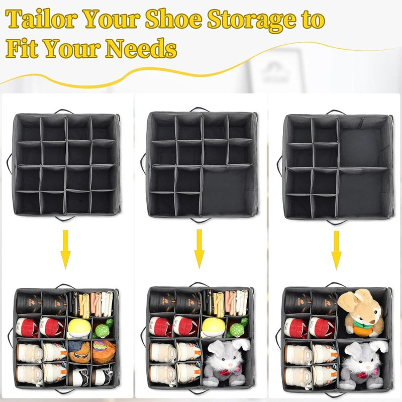 16 Pair Stackable Shoe Storage Box, Gray