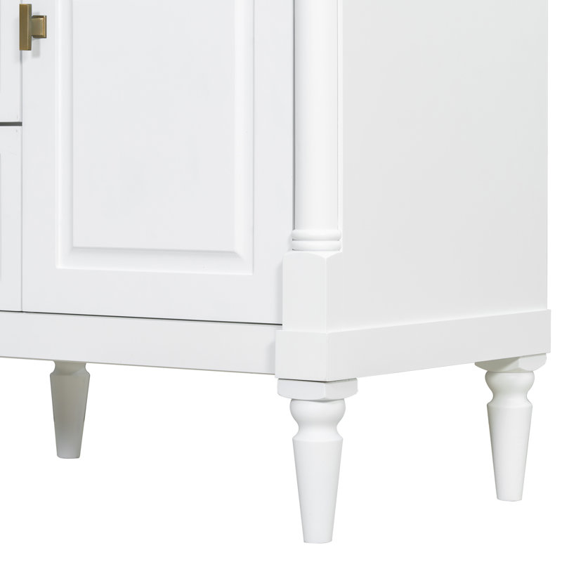 Meuble-lavabo moderne de 30 pouces avec lavabo et armoire de rangement intégrés | Idée de cadeau, 30", Blanc