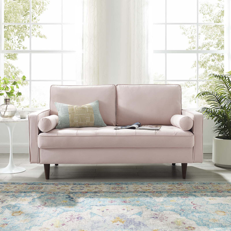 Causeuse en velours Valor Performance, Rose