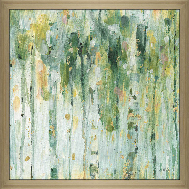 «The Forest II», reproduction de peinture à l'aquarelle, H 21,5 po x l 21,5 po x P 0,75 po, Encadrement champagne
