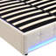 4Ft6 Double Bed Velvet Upholstered Bed With 7 Colors LED-Light Strips-311725765
