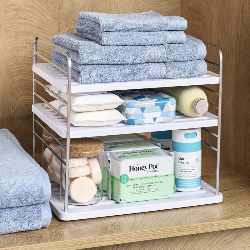 Pantry Organizers YouCopia UpSpace® Cabinet Organizer, Adjustable-Height Sturdy Kitchen Cabinet and Pantry Shelves for Cups, Plates, Spices, Dishes, Wrap and Foil Boxes, Organizing Hero Collection, Smal