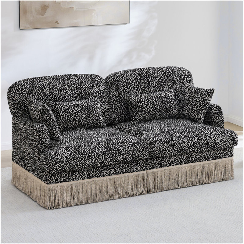 Canapé Comfy Chenille Leopard, Chenille noire / blanche