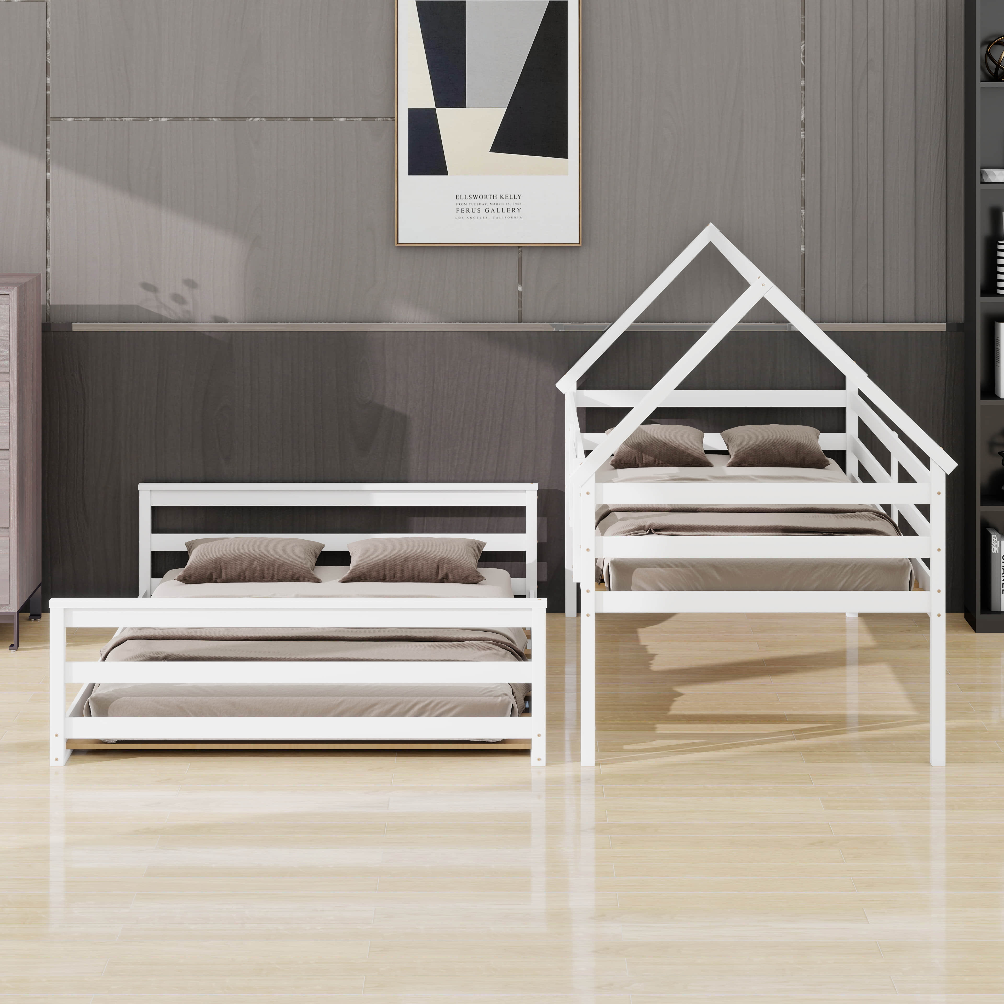 Ophelia & Co. Twin Over Full House Bunk Bed With Built-In Ladder ...