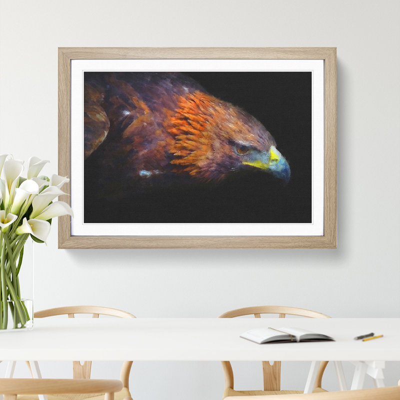 Golden Eagle Vol.3 - Picture Frame Painting, 36cm H x 48cm W x 2cm D, Oak Framed