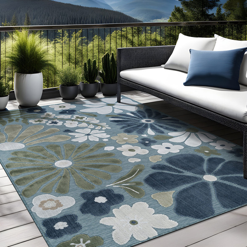 Tapis floral d'intérieur pour l'extérieur, Rectangle 6' x 9'
