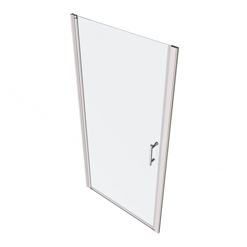 Porte de douche pivotante universelle polyvalente avec finition en verre trempé de pointe, Argent argent