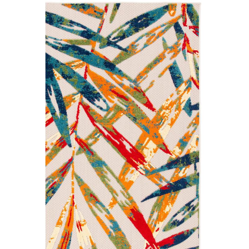 Makowski Performance Floral Indoor/Outdoor Area Rug, Rectangle 6'7" x 9'