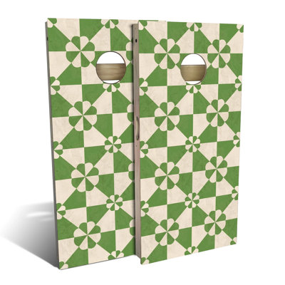 Green Tile Cornhole Board Set | Includes (2) Boards, (8) Bags & Optional Accessories