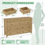 Commode 7 tiroirs avec design cannelé, commode en bois et meuble télé pour chambre à coucher