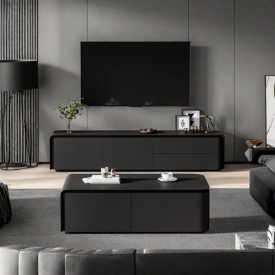 Open TV stand coffee table with large storage