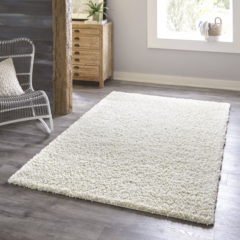 Tapis ivoire à poils longs Renesha, Rectangle 8 pi x 10 pi