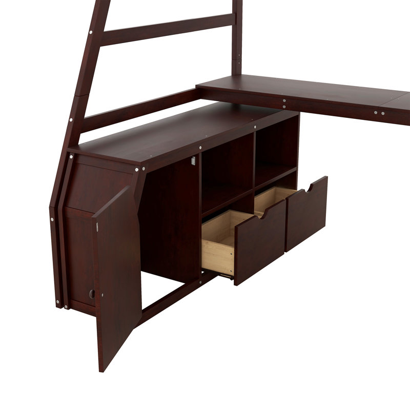 Lit mezzanine simple peu encombrant, fabrication en bois, finition espresso rustique pour la maison