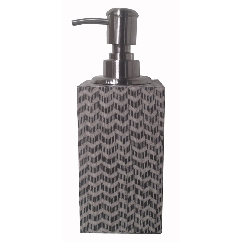 Gray Chevron Soap Dispenser, Satin Nickel